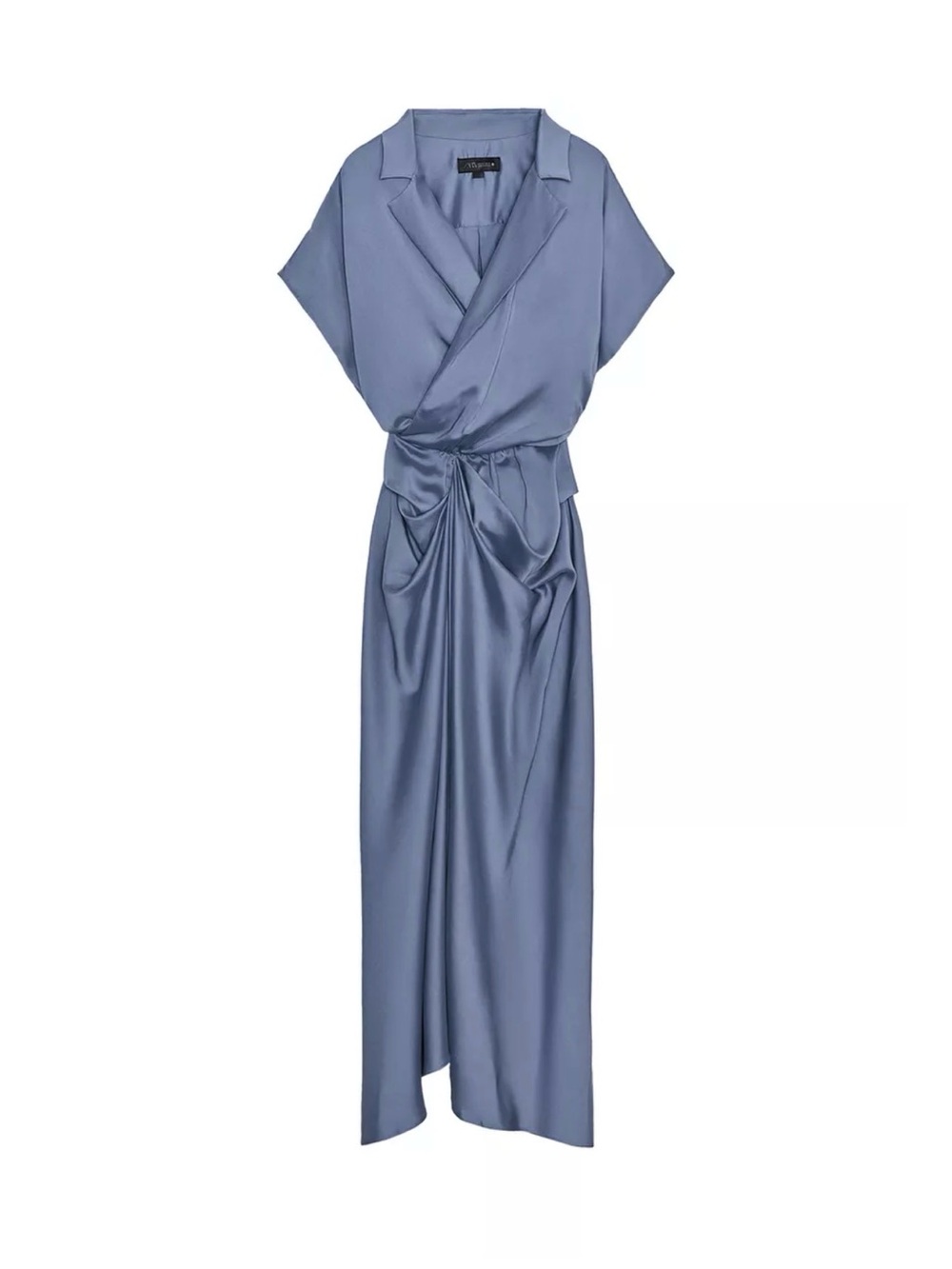 Zara Dusty Blue Draped Wrap Maxi Dress